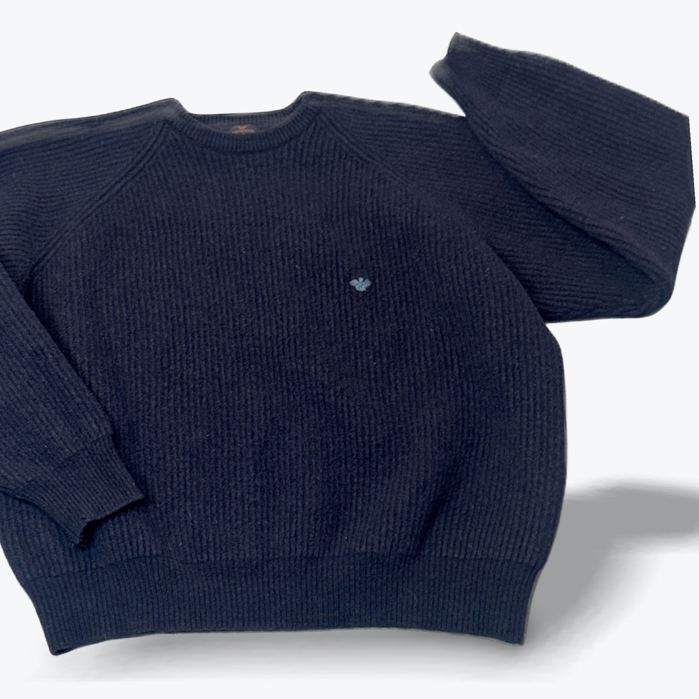 Emporio Armani Wool Knit Sweater Boys Navy Blue US XL Crewneck Logo Vintage Rare